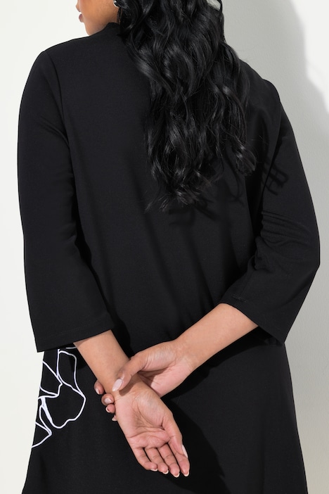 Sweatshirt, Stickerei, A-Linie, Stehkragen, 3/4-Arm