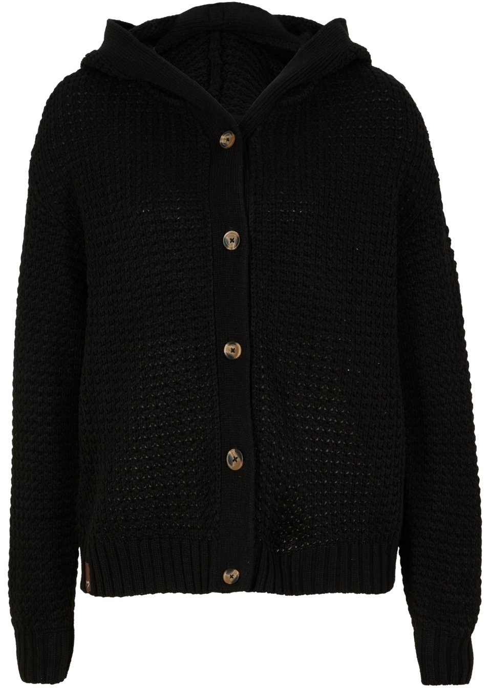 Veste en maille à gros boutons et capuche
