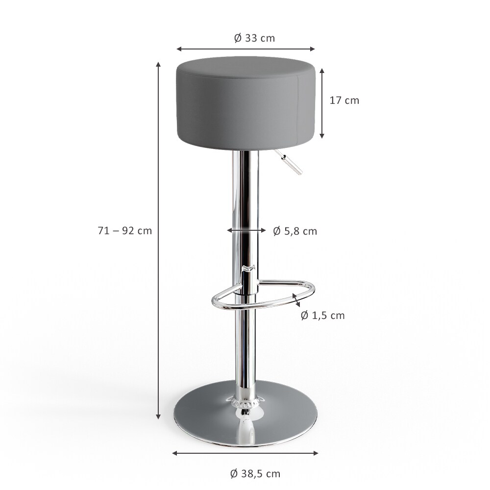 Vicco Design Barhocker 2er Set Grau Schminkhocker höhenverstellbar Drehstuhl