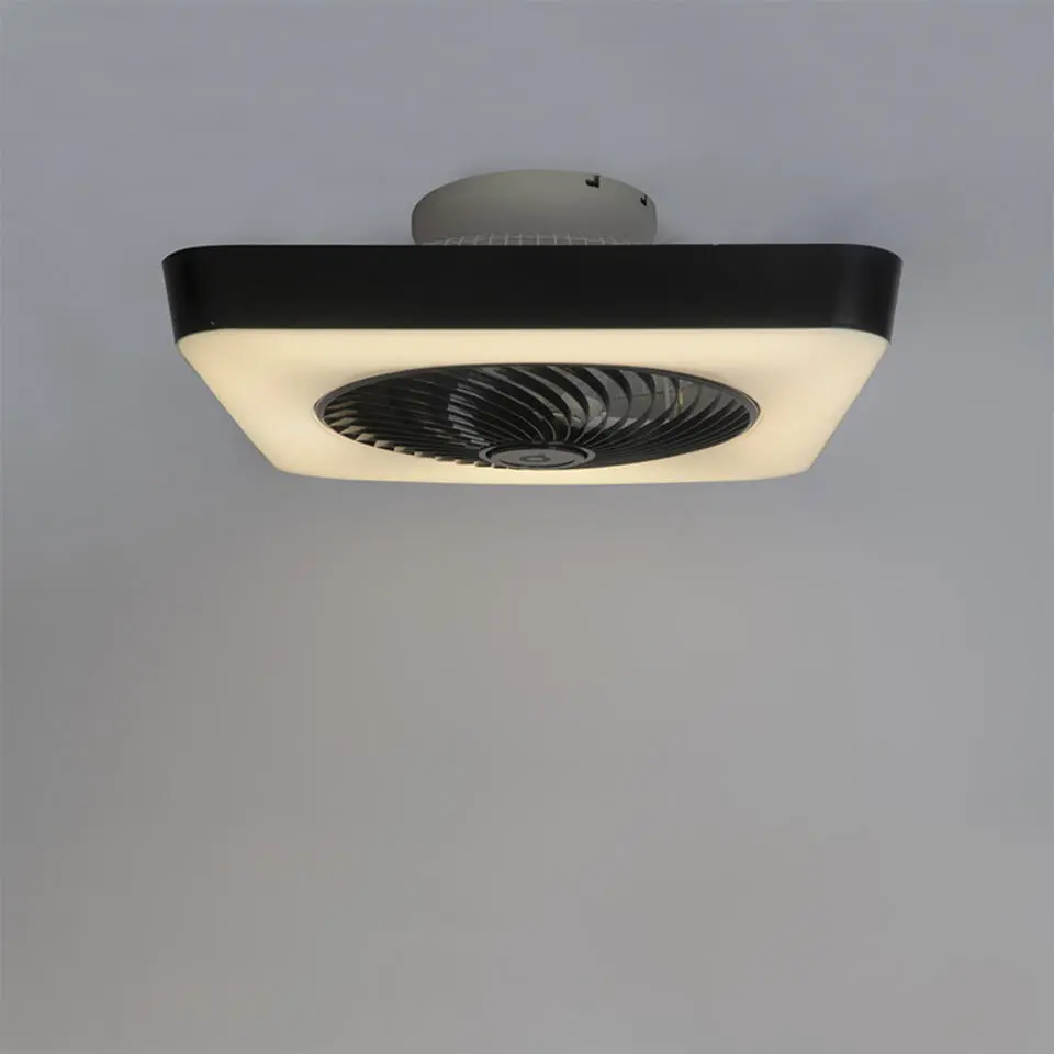 Qazqa Plafondventilator Climo - vierkant - B 55 cm - wit - zwart