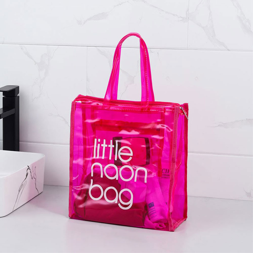 (30x30x12cm) Transparente Strandtasche Wasserabweisende Tragetasche - Pink