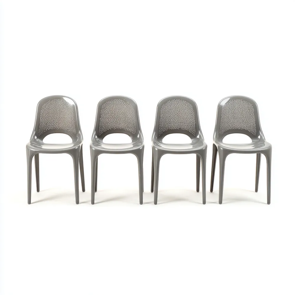 Esszimmerstuhl 4er-Set Kunststoff 50x45x85 cm – Grau – Modernes Design