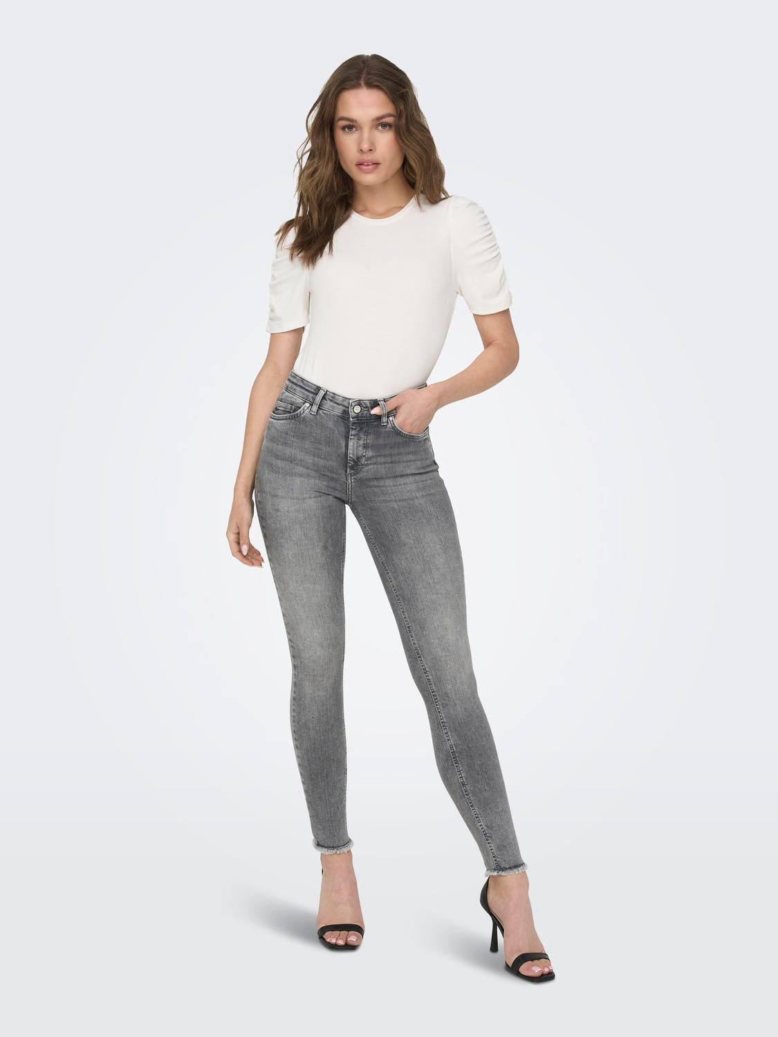 ONLBLUSH Mittlere Taille Skinny Fit Jeans Grey Denim