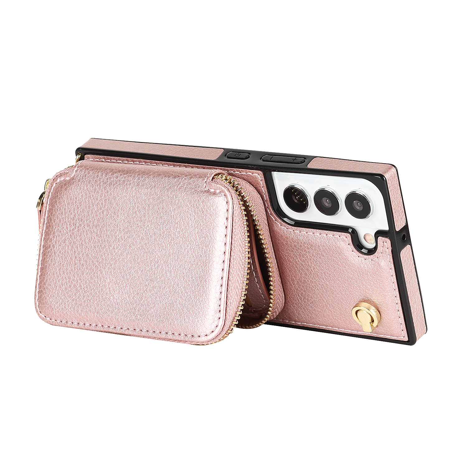 Samsung Galaxy S21 FE 5G Necklace Leder Schutz Hülle mit Kartenfächer   Handykette (140cm) - Roségold