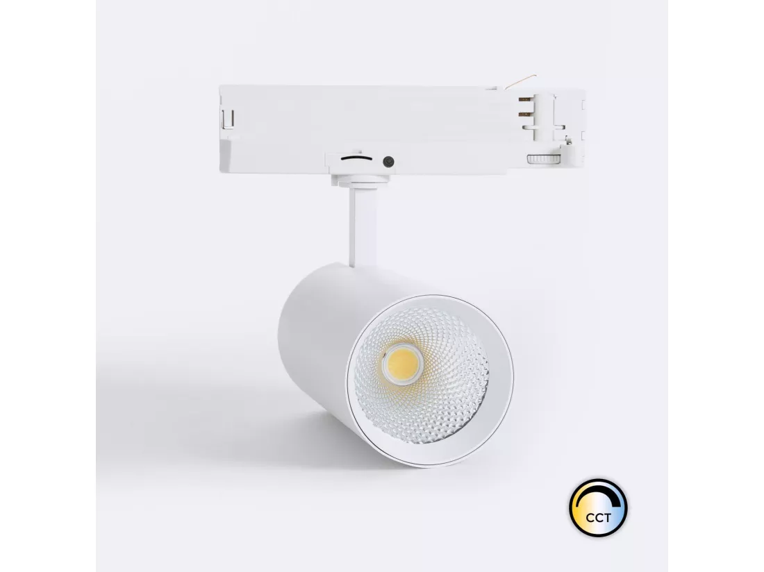 Spot LED sur Rail Triphasé 40W Carlo CCT Blanc (4000K - 5000K - 6000K) Sélectionnable