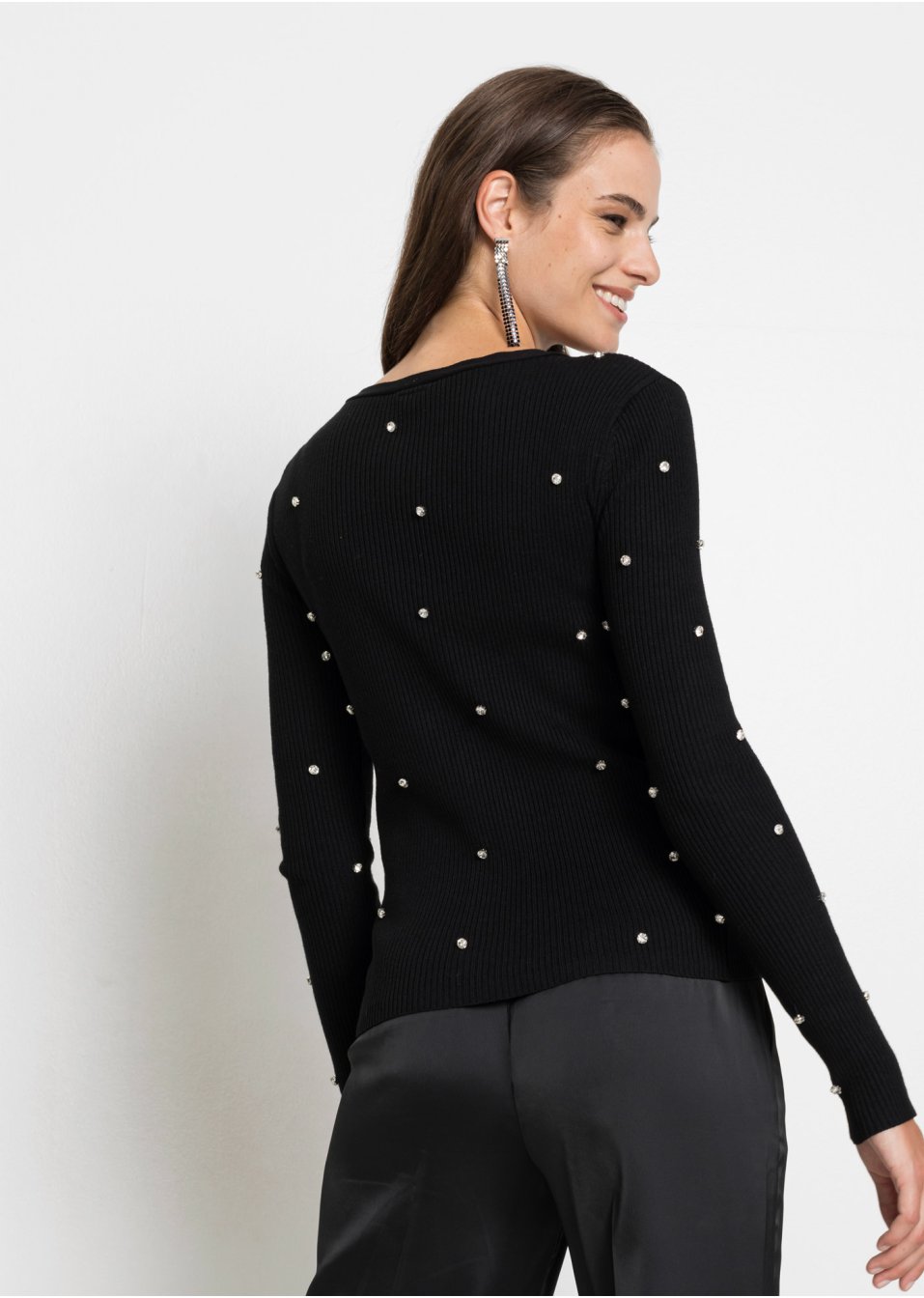Gilet en maille avec strass appliqués en viscose