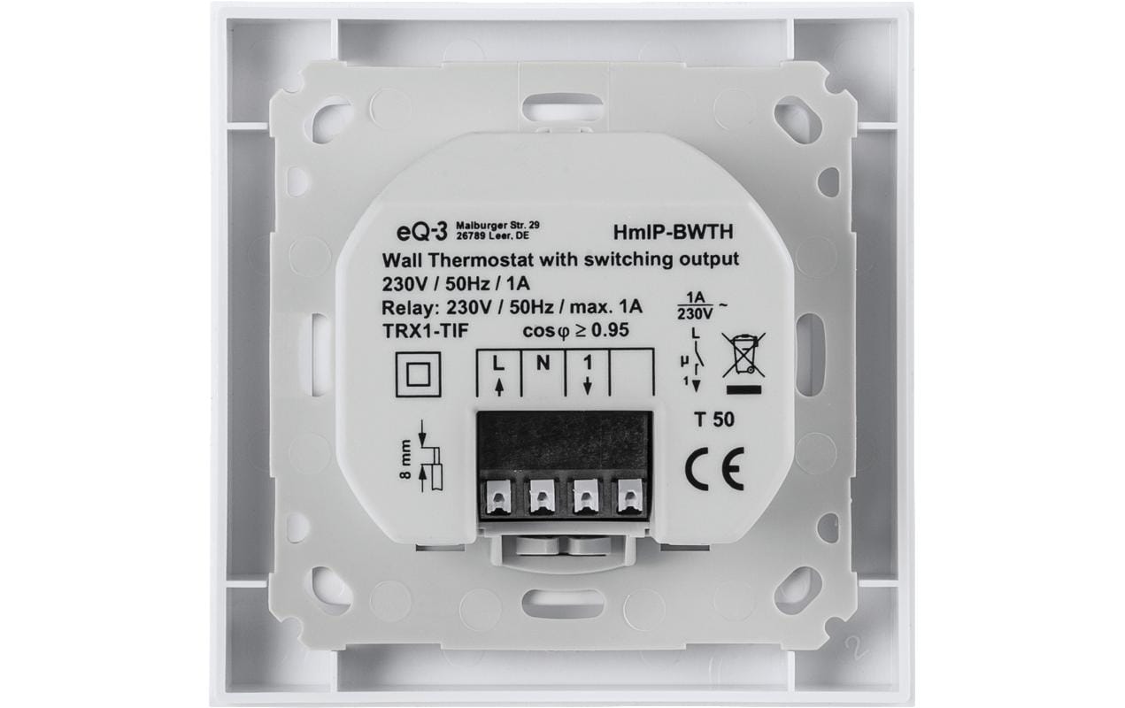Smart Home Funk-Wandthermostat mit Schaltausgang 230 VWandthermostat mit Schaltausgang 230 V für Markenschalter – HmIP-BWTH
