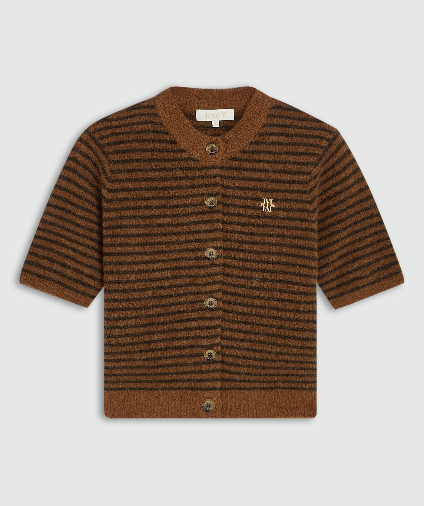 JV-CASSIE regular fit vest met wol - brown stripe