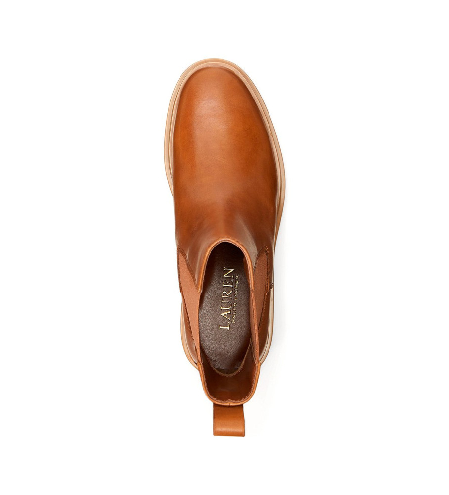 Botas de tornozelo Ralph Lauren Corinne em couro marrom