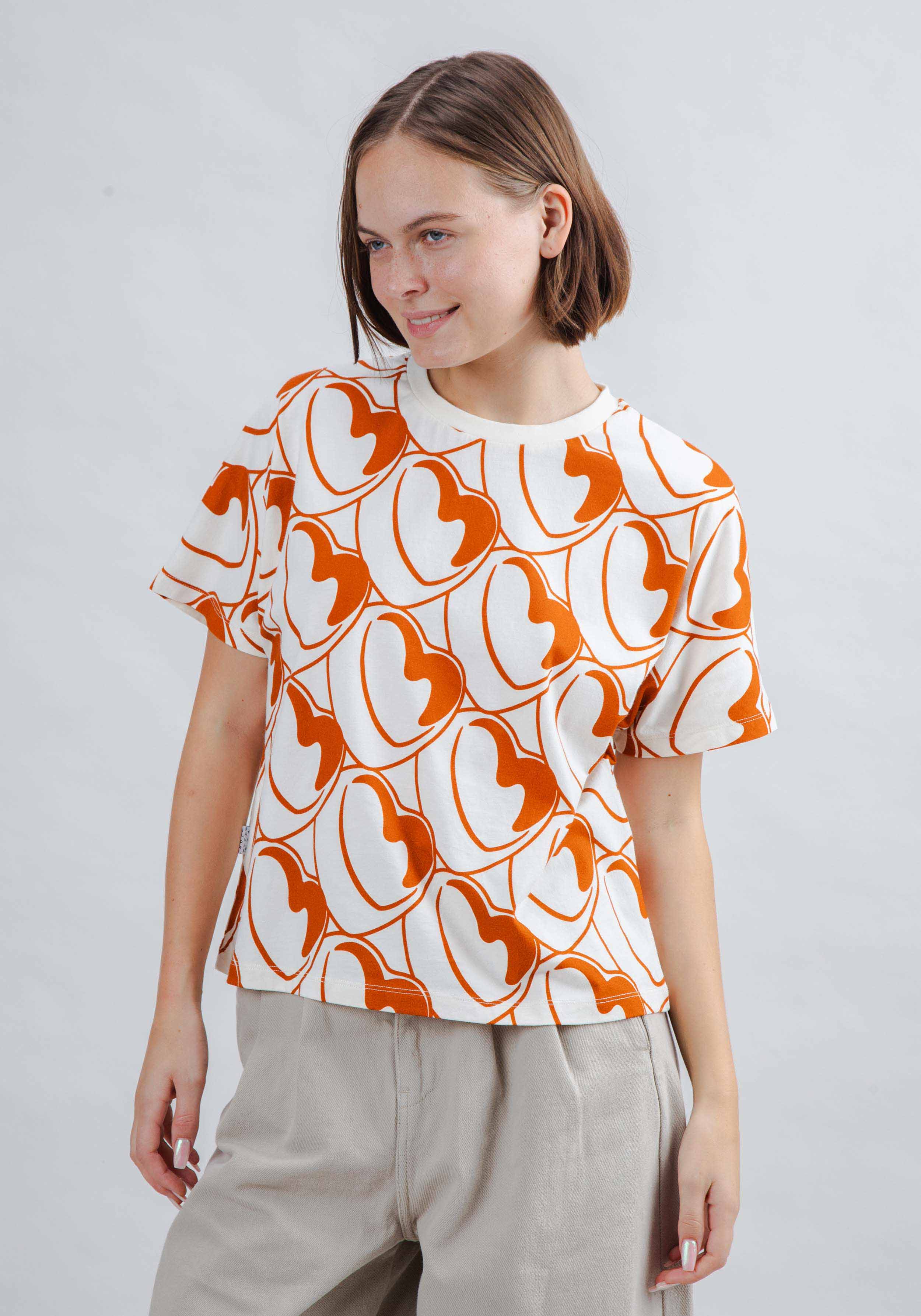 Brava Fabrics T-Shirt Bombon Allover Oversize Tee Brown