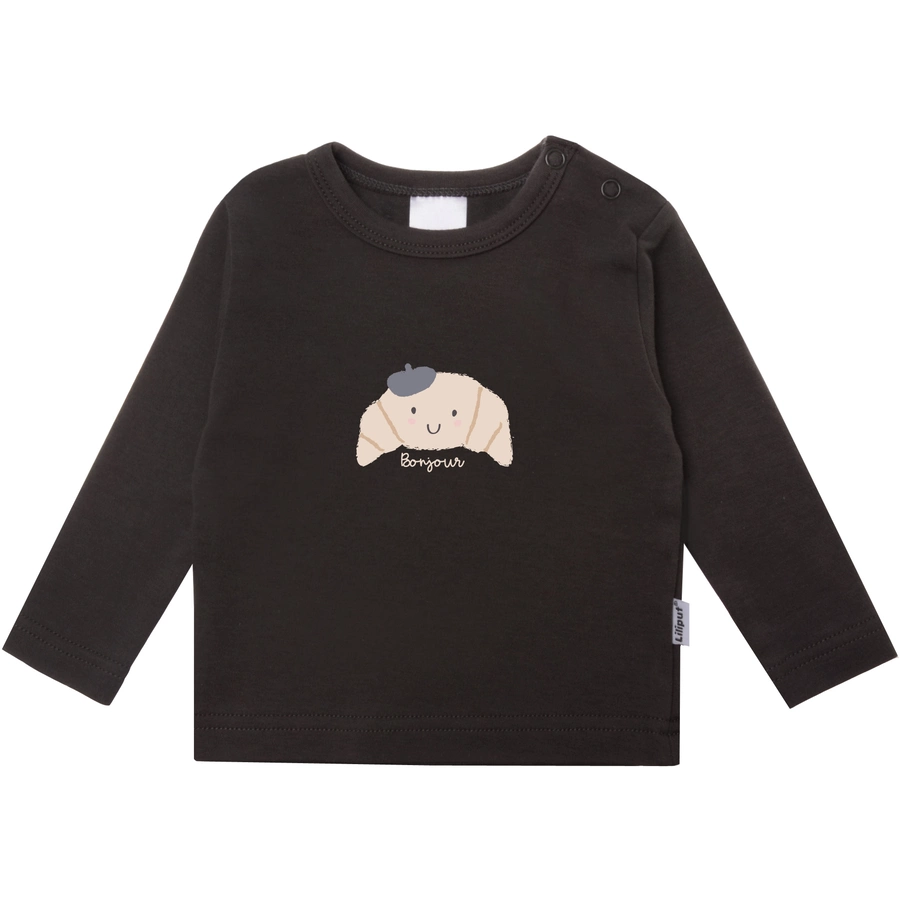 Liliput Langarmshirt Croissant Bonjour anthrazit