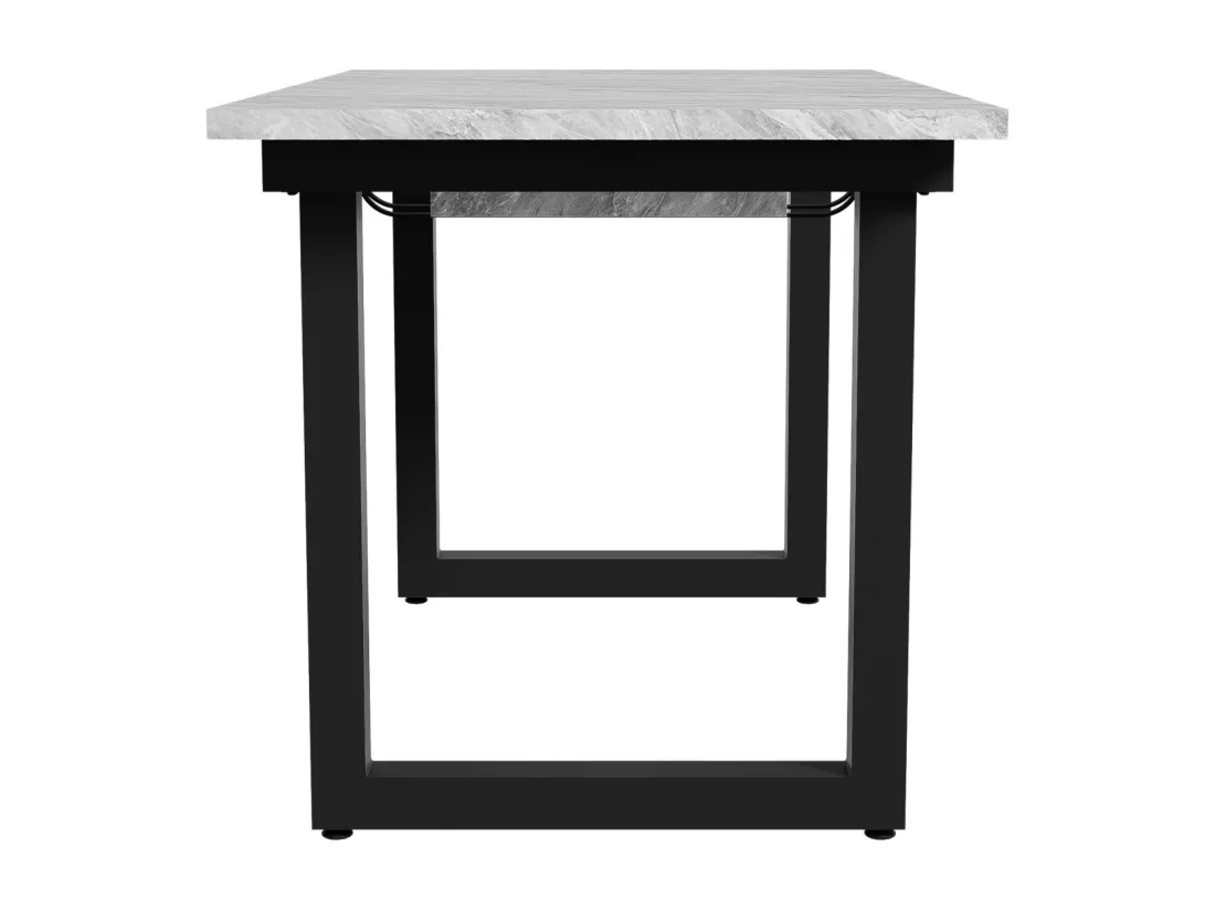 Table à manger extensible 6 à 8 personnes - en style Industriel - Effet béton gris - Panneaux de particules - 140/180x80x75cm