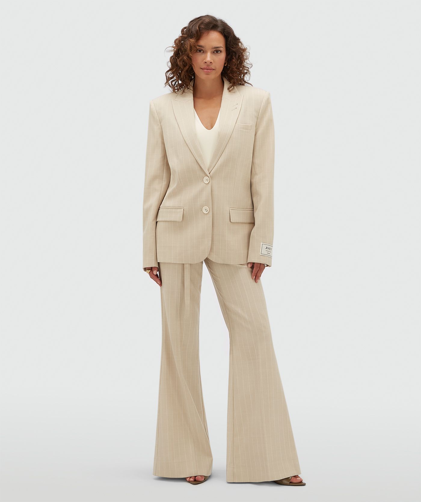 JV-NICK oversized blazer met krijtstreep - soft stone melange