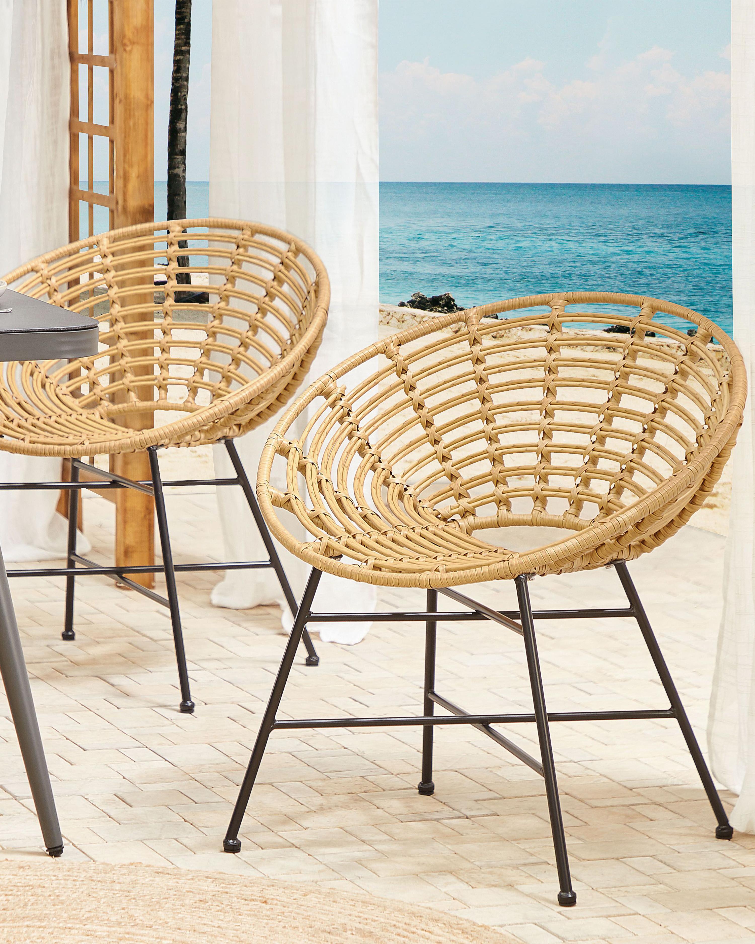 Set van 2 tuinstoelen ACERRA PE rotan Lichtbruin