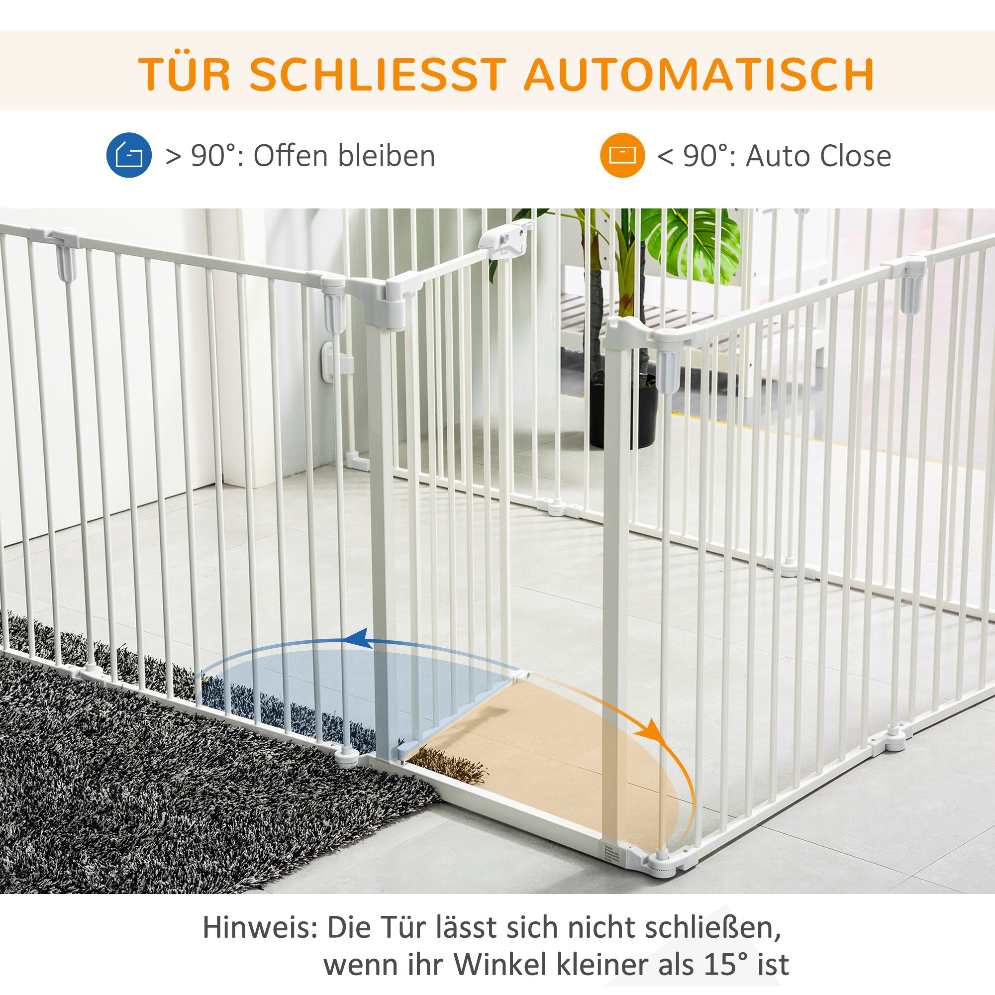 PawHut Hunde Absperrgitter bestehend aus 8 Panelen weiß 482,5L x 2T x 76H cm