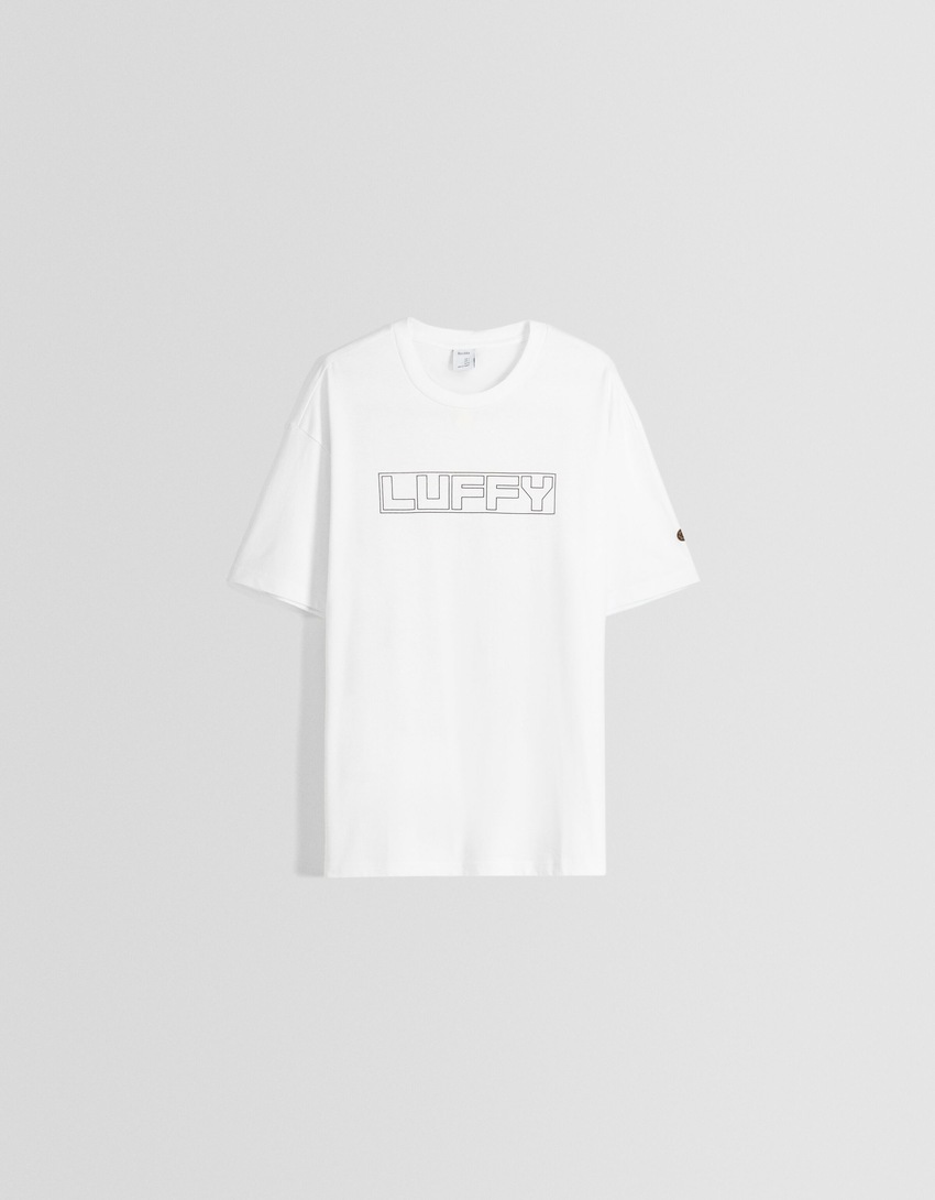 Camiseta de manga curta com estampa de One Piece e modelagem quadrada.