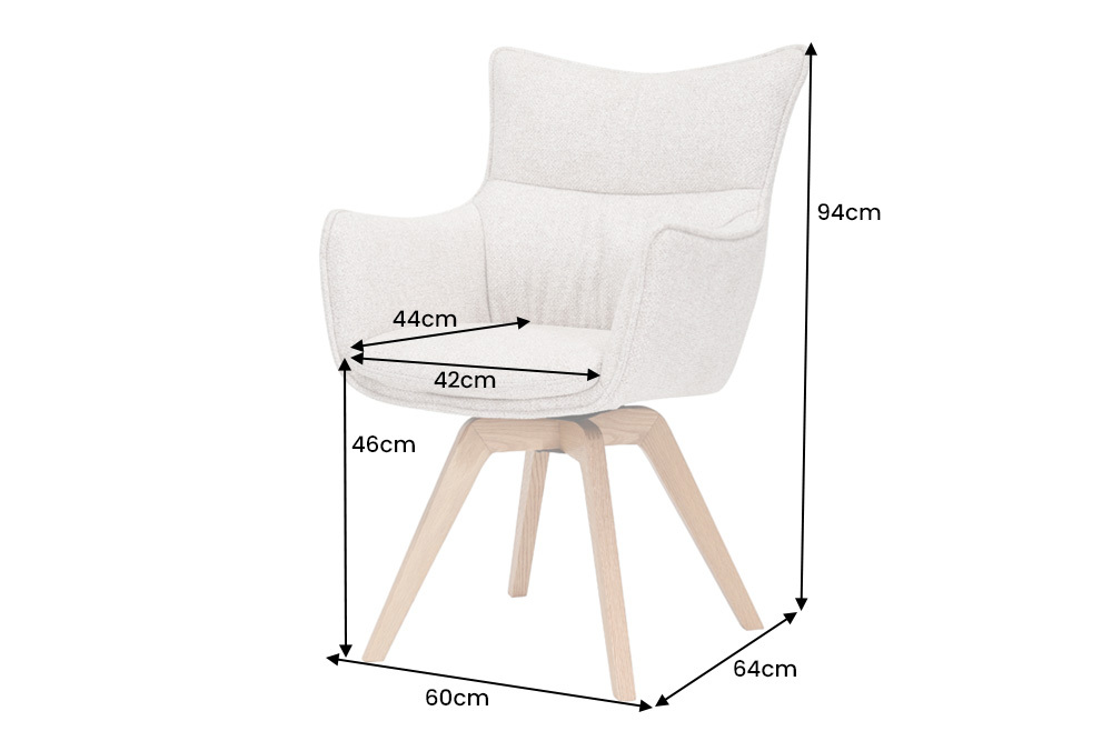 Drehbarer Design Stuhl VOGUE rost braun natur Strukturstoff Eichenholz 360° mit Armlehne