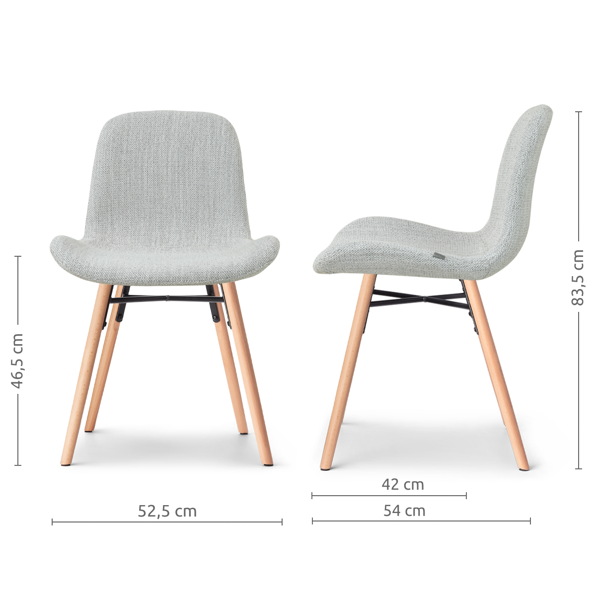 Eetkamerstoel Nena-Fé houten onderstel grijs melange