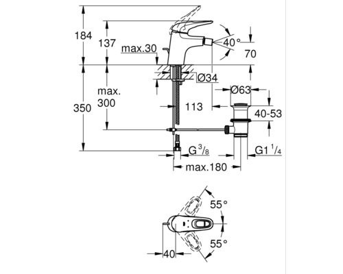 GROHE bidetmengkraan EUROSTYLE chroom 33565003