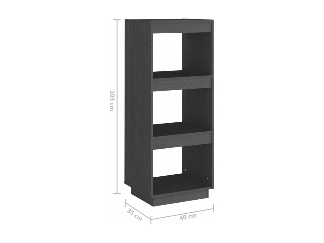 Bibliothèque/Séparateur de pièce Gris 40x35x103 cm Pin massif