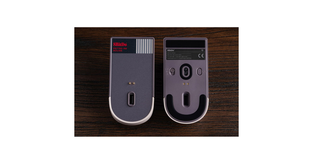8BitDoRetro R8 Mouse - N Edition  (Grijs/rood, 50 - 26000 DPI, Bluetooth / USB-C / 2.4 GHz)