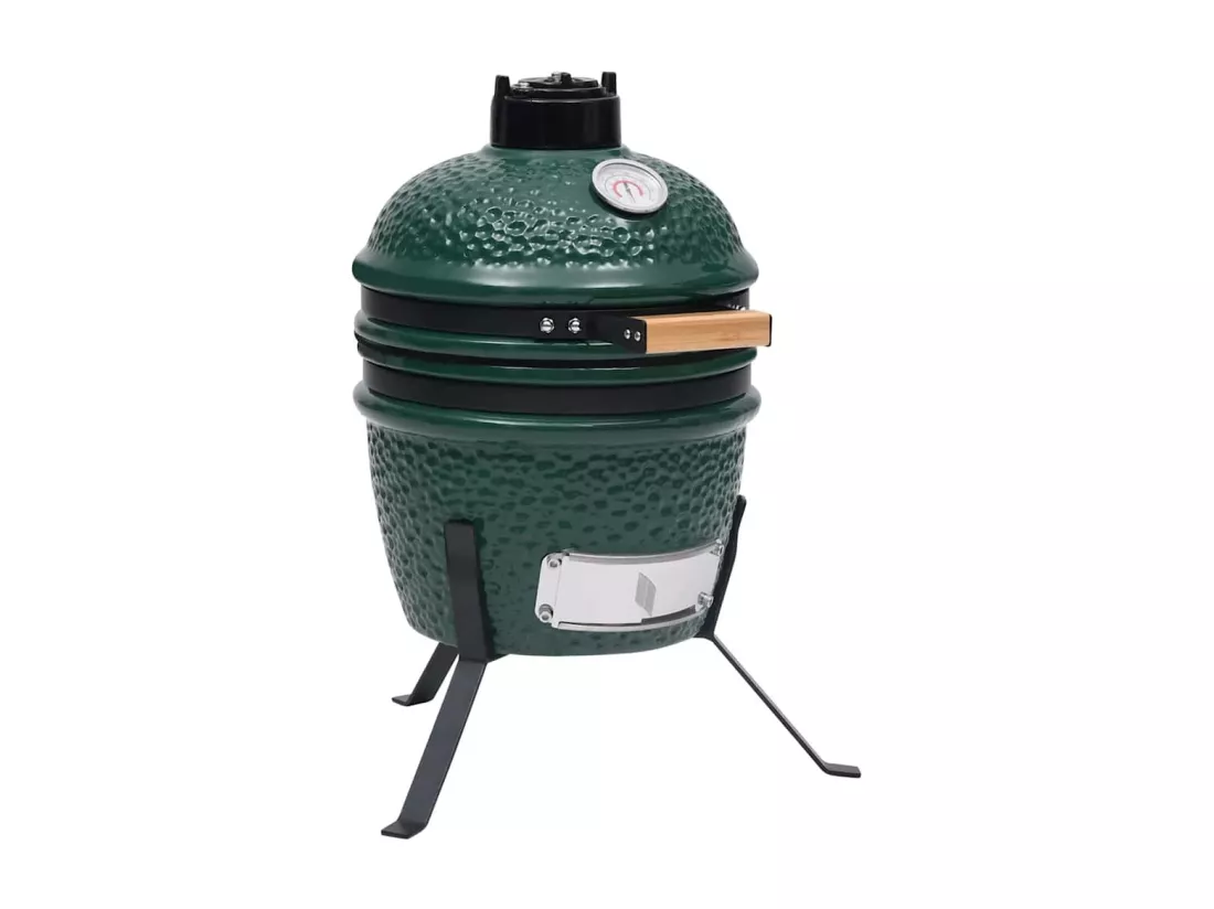 Barbecue à fumoir Kamado 2-en-1 Céramique 56 cm Vert