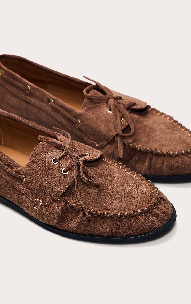 Chocolat Mocassin Froncé À Lacets En Synthétique