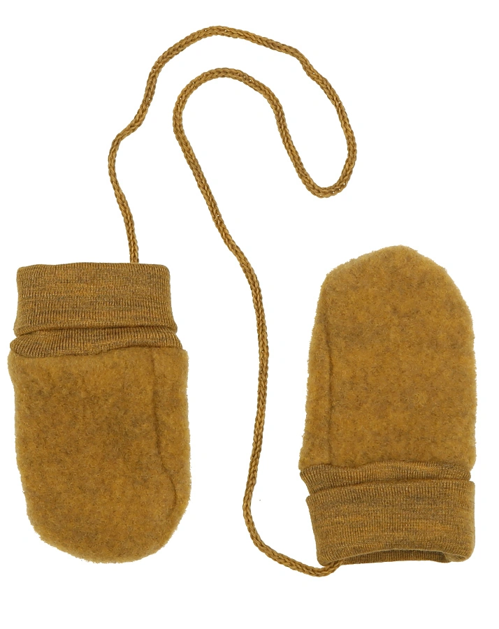 Wollfleece-Fäustlinge BABY in safran melange