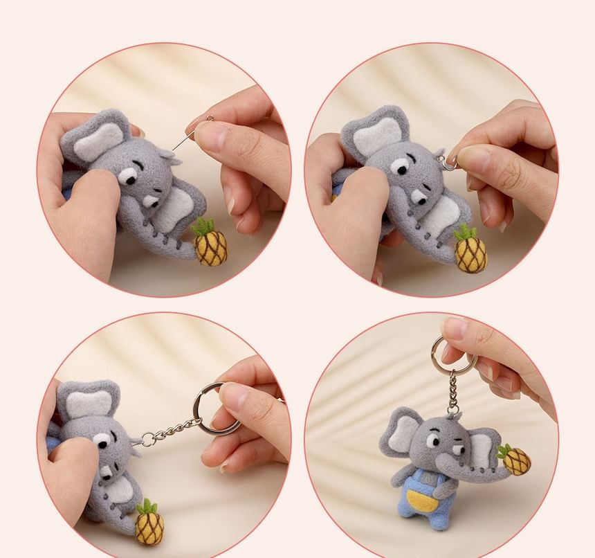 Miumi - Olifant tashanger sleutelhanger DIY naaldviltset