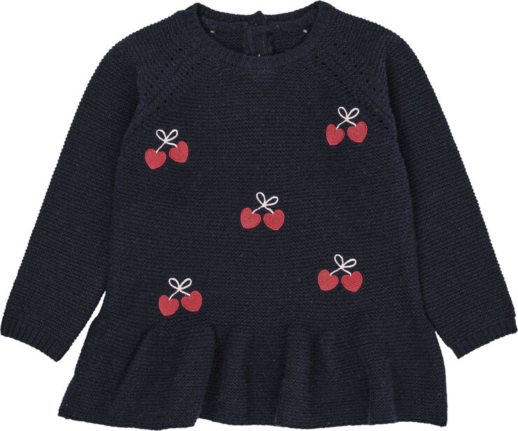 Copenhagen Colors LAMBWOOL BLOUSE W. FRILL & BOW EMB Navy