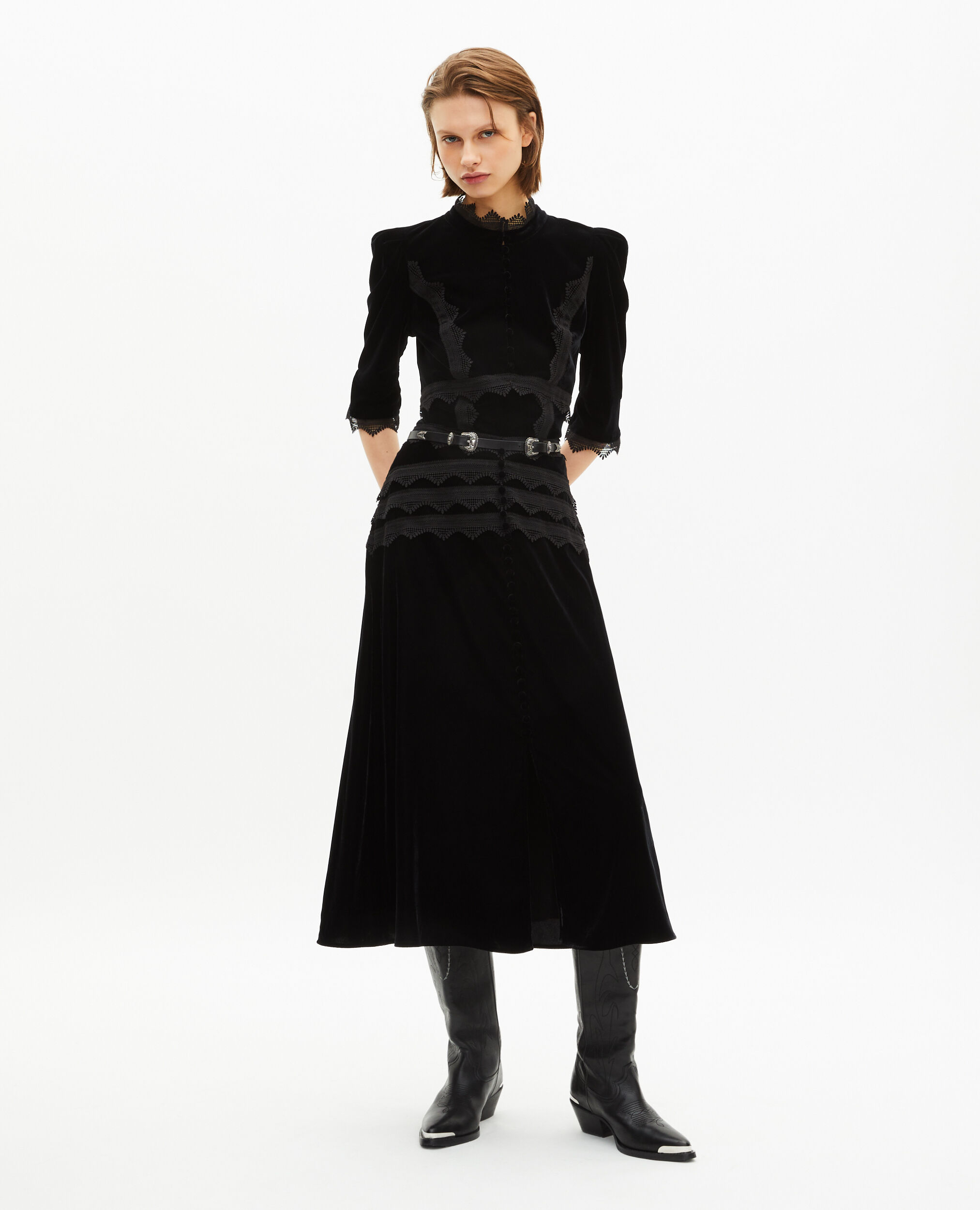 Jupe longue en velours noire