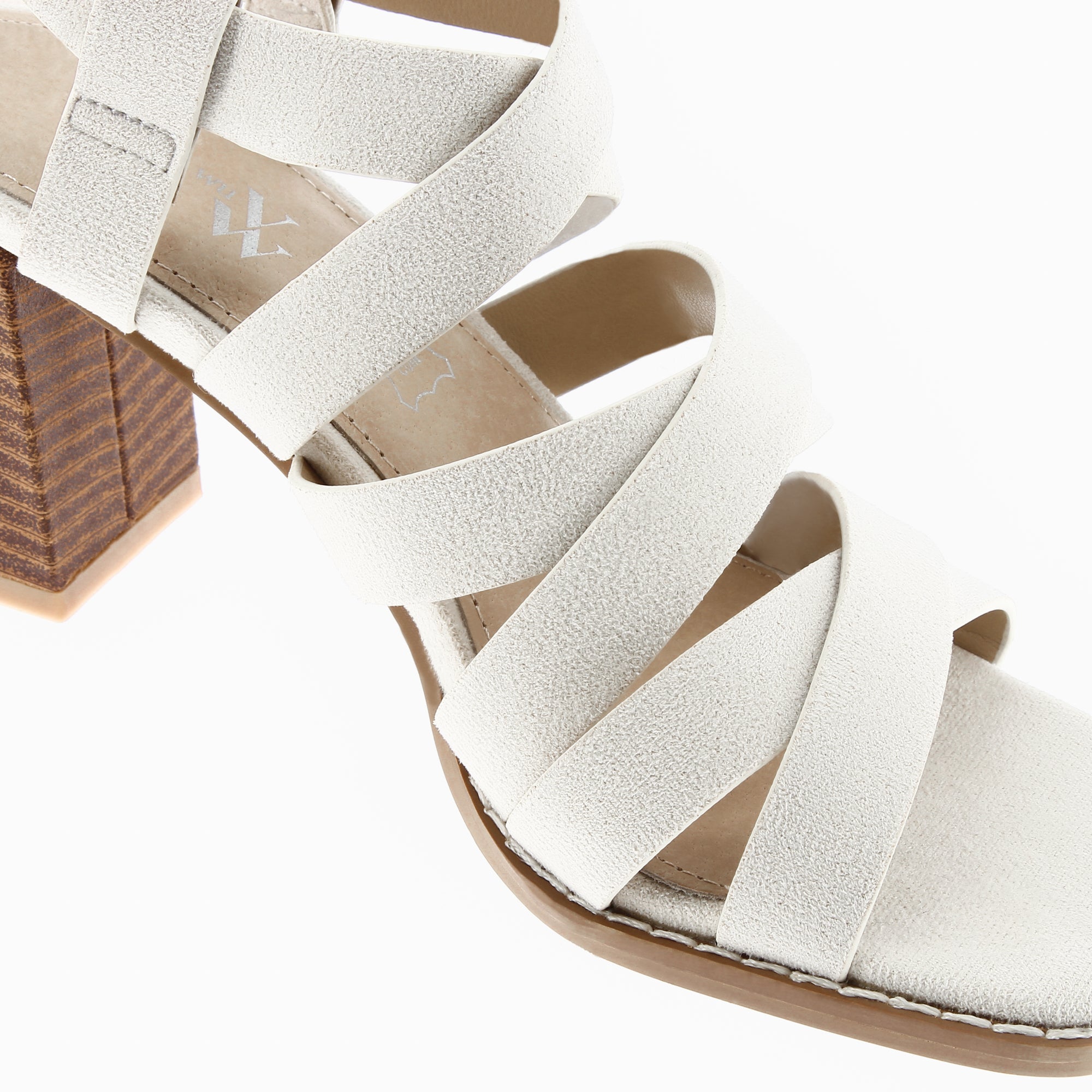 Sandales à talon, Compensées-Sandales Carrie beige clair à multibrides croisées et talon haut
