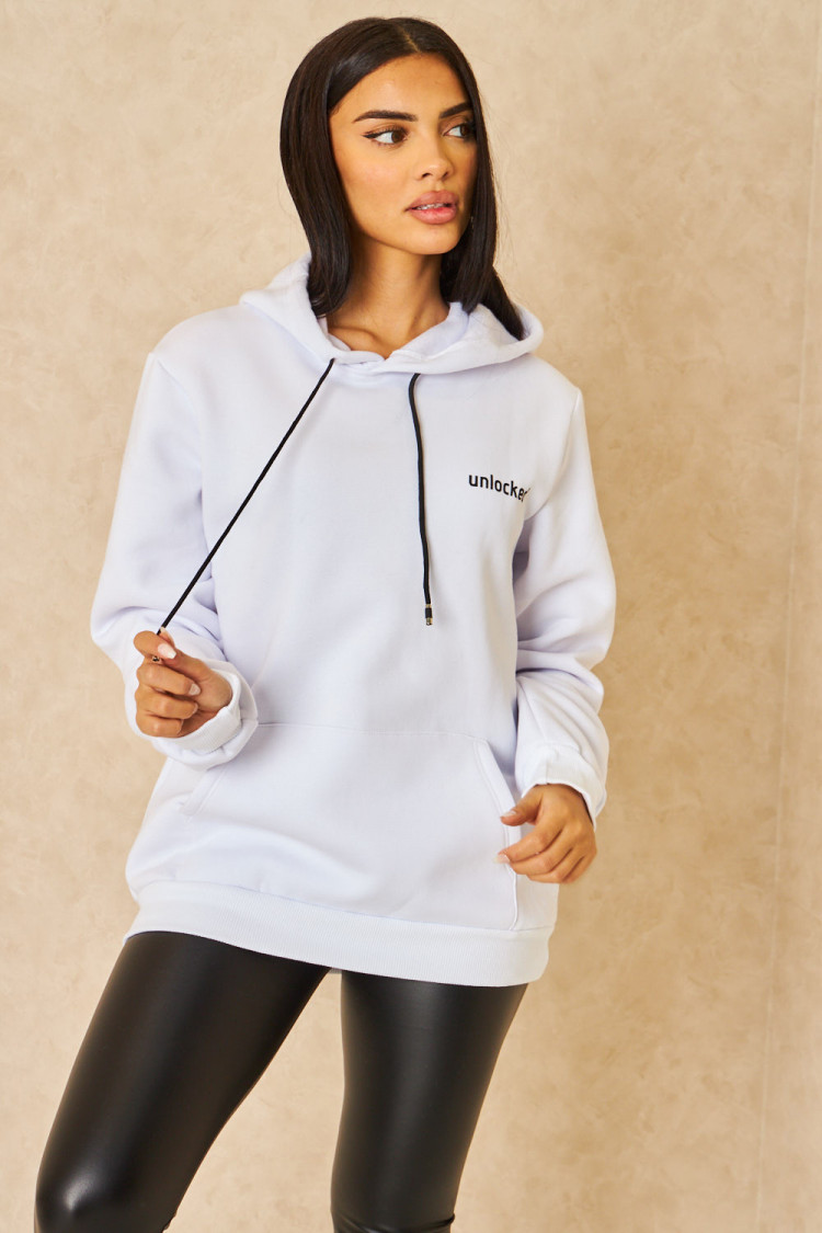 Sweat à capuche blanc Unlocked