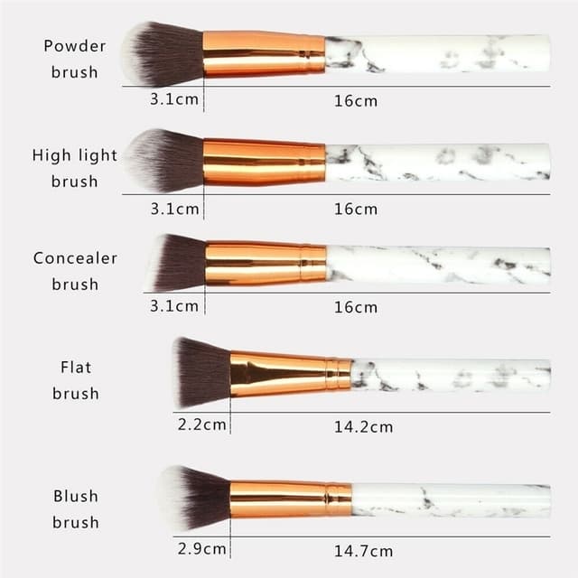 10-pakke professionelle & skånsomme makeupbørster