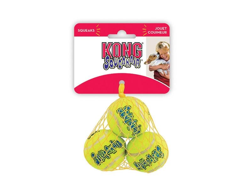 Kong Hunde-Spielzeug Air Squeaker Tennis Ball Ø 4 cm Bälle für Hunde, 3er-Set