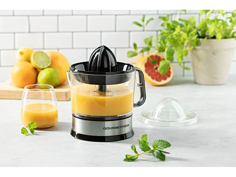 GOURMETmaxx Zitruspresse Schwarz/Silber Zitruspresse mit zwei Presskegeln