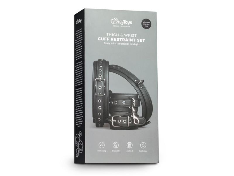 Easytoys Fetish Collection Thigh und Wrist Cuff Set Schwarz Fesselset für Bondagespiele