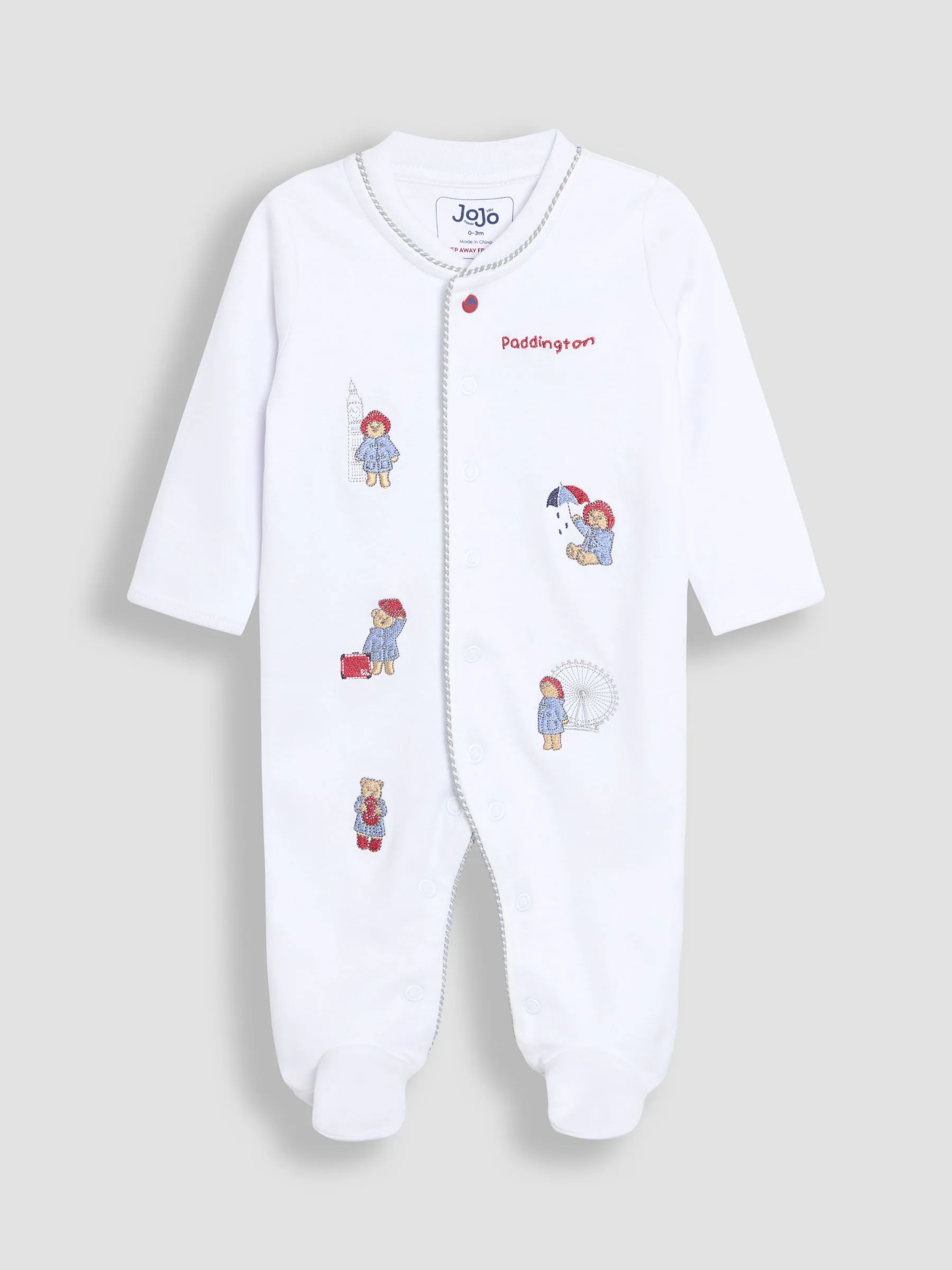 JoJo Maman Bébé - Paddington - Set van babypyjama en muts met borduursel