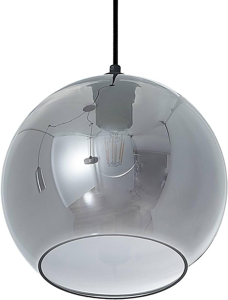 Lucande Pendelleuchte 'Zyli' (Retro, Vintage, Antik) in Alu aus Glas u.a. für Wohnzimmer & Esszimmer (3 flammig, E27) - Hängelampe, Esstischlampe, Hängeleuchte, Wohnzimmerlampe, Schwarz, Rauchgrau