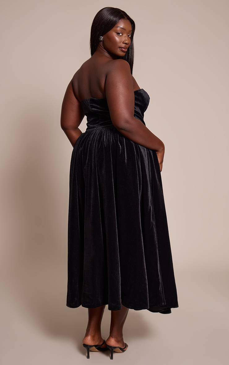 Noir Robe Longue Droite Bandeau En Velours Grande Taille
