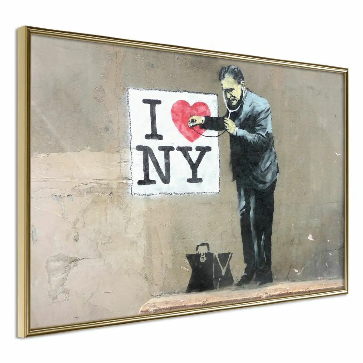 Paris Prix Affiche Banksy I Heart NY - 90 x 60 cm - Multicolore