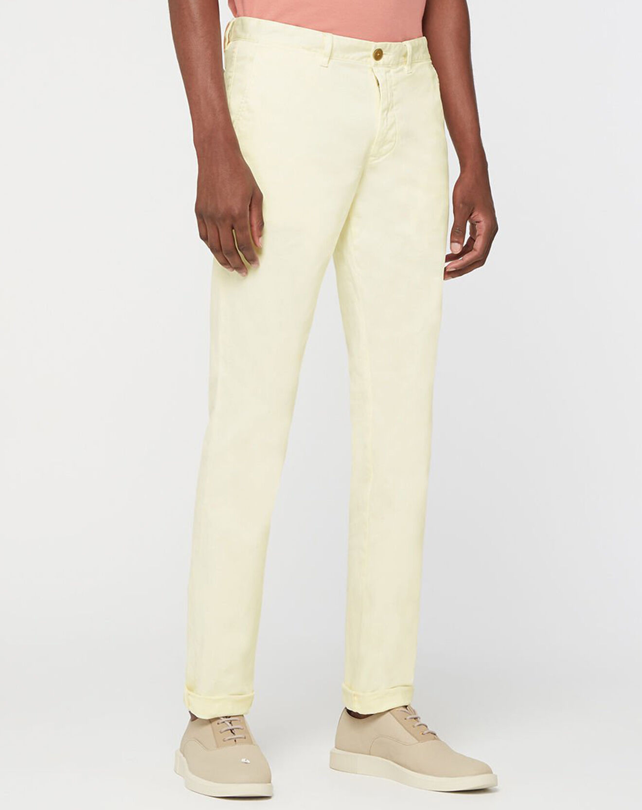 Tommy Hilfiger Pantalon Slim en Coton Bio mélangé  Bleecker Th Flex Satin Gmd écru