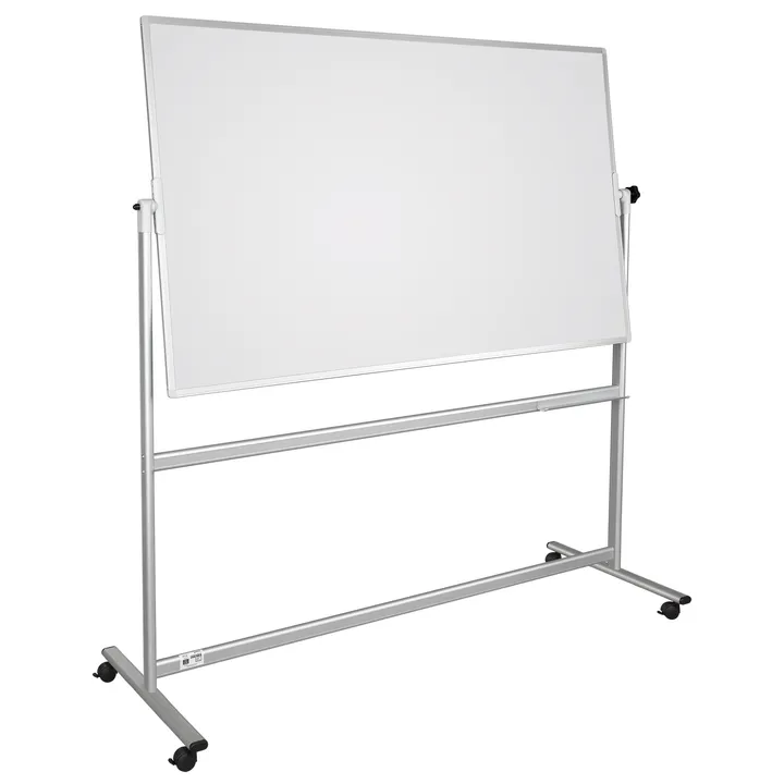 Whiteboard Mobil og vendbar 100×200 cm magnetisk med aluminiumsstel og ramme inkl. pennebakke