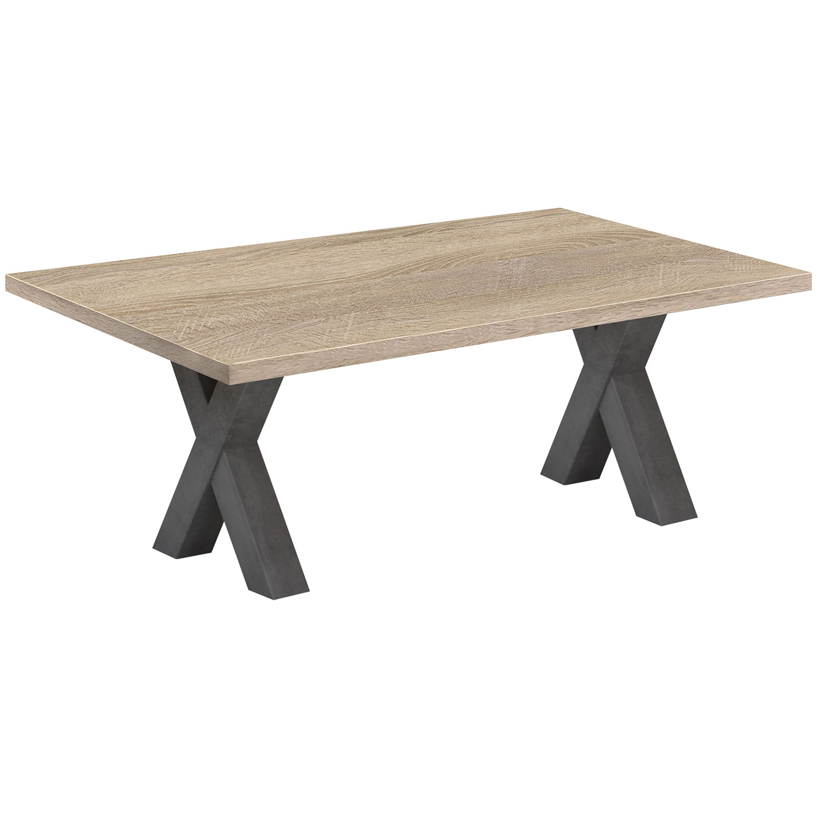 Couchtisch - Graphit-Eiche Sägerau - X-Gestell - 120x70 cm