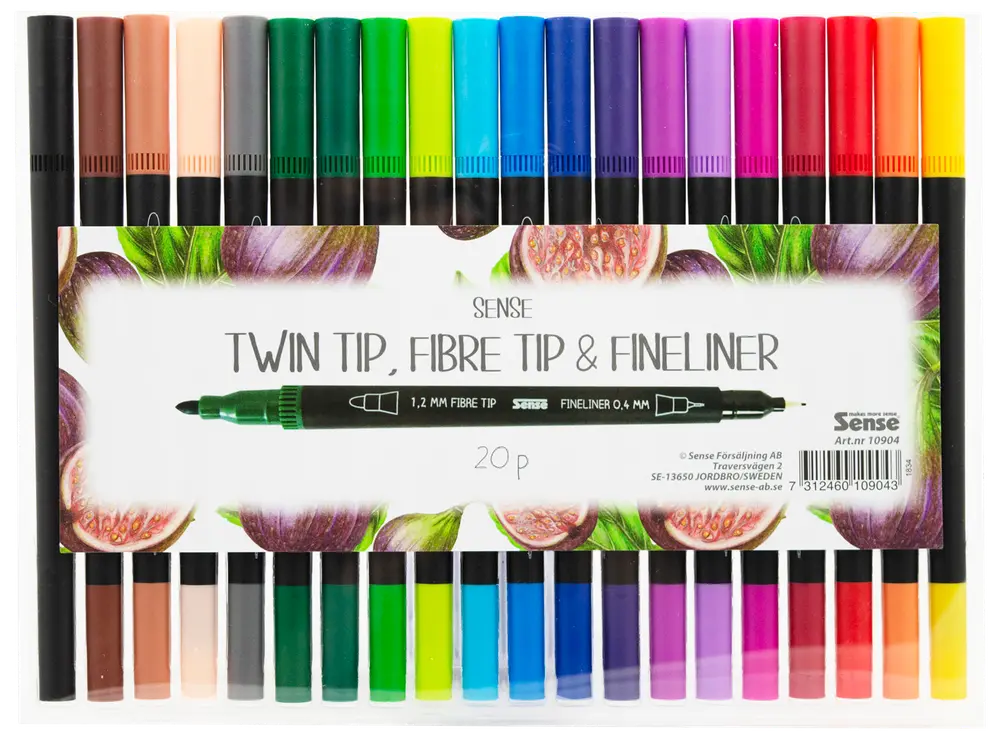 Sense Fineliner tyk/tynd 20 stk.