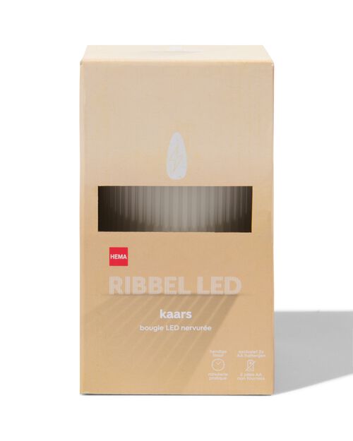 bougie nervurée LED avec cire Ø7.5x12.5 ivoire