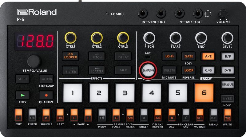 Roland - AIRA Compact P-6 - Creative Sampler - Ingebouwd Klavier - USB-C Connectiviteit