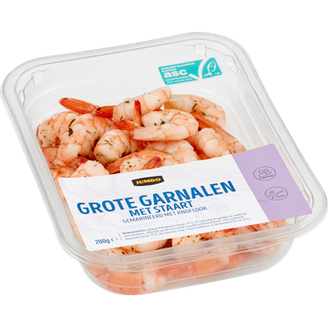Jumbo Grote Garnalen met Staart Gemarineerd met Knoflook 200 g