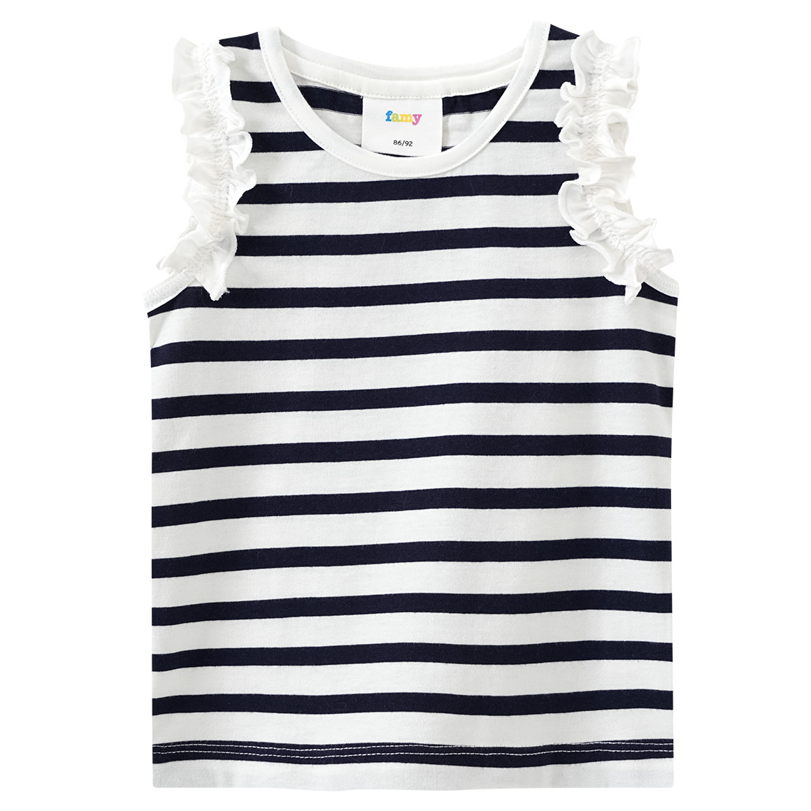 Famy 3 Mädchen Tops im Basic-Look hellblau / dunkelblau / weiss