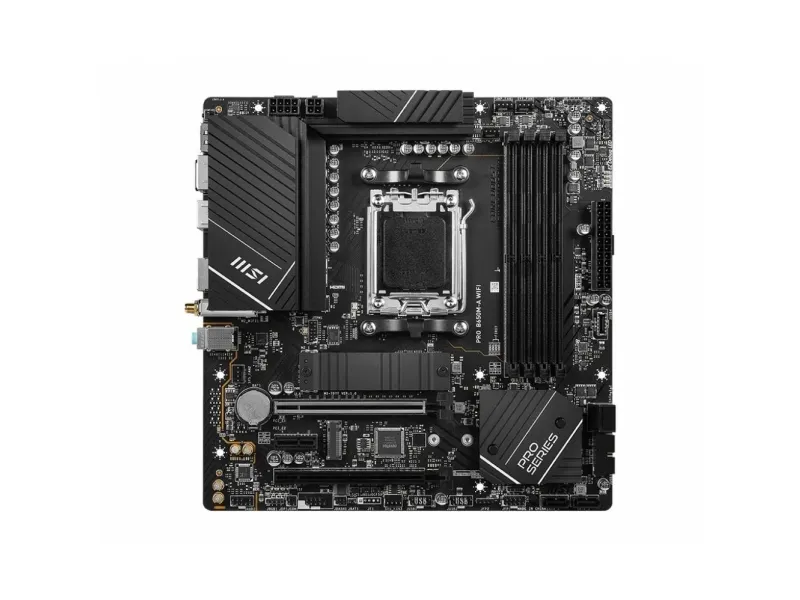 MSI PRO B650M-A WIFI - Bundkort - micro ATX - Socket AM5 - AMD B650 Chipset - USB-C 3.2 Gen2, USB 3.2 Gen 2, USB 3.2 Gen 1 - 2.5 Gigabit LAN, Wi-Fi 6E, Bluetooth - onboard grafik (CPU påkrævet) - HD Audio (8-kanaler)